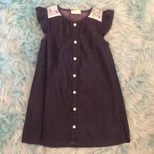Denim Dress with Lace Detail